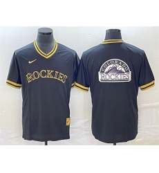 Men Colorado Rockies Black Team Big Logo Stitched Baseball Jersey