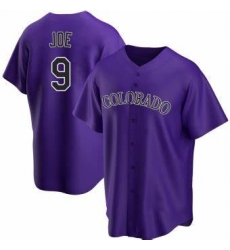 Men Colorado Rockies Connor Joe #9 Purple Cool Base Stitched Baseball Jersey