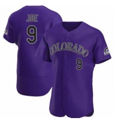 Men Colorado Rockies Connor Joe #9 Purple Flex Base Stitched Baseball Jersey