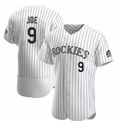 Men Colorado Rockies Connor Joe #9 White Flex Base Stitched Baseball Jersey