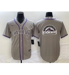 Men Colorado Rockies Grey Team Big Logo Stitched Baseball Jersey