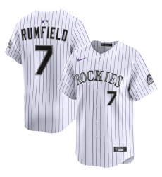 Men Colorado Rockies Nike White Alternate Limited Jersey Rumfield TJ 7