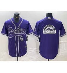 Men Colorado Rockies Purple Team Big Logo Cool Base Stitched Baseball Jersey 1