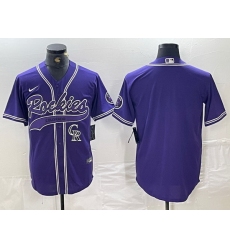 Men Colorado Rockies Purple Team Big Logo Cool Base Stitched Baseball Jersey 11