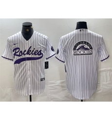 Men Colorado Rockies White Team Big Logo Cool Base Stitched Baseball Jerseys