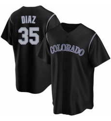 Men Nike Colorado Rockies 35 Elias Diaz Black Purple Jersey