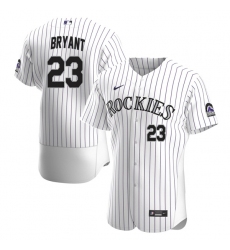 Men Nike Colorado Rockies Kris Bryant #23 White Stitched Baseball Jersey