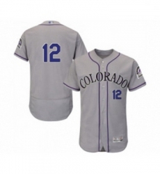 Mens Colorado Rockies 12 Mark Reynolds Grey Road Flex Base Authentic Collection Baseball Jersey