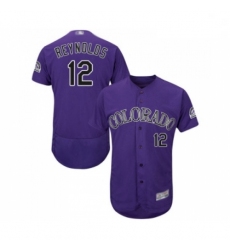 Mens Colorado Rockies 12 Mark Reynolds Purple Alternate Flex Base Authentic Collection Baseball Jersey