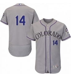 Mens Majestic Colorado Rockies 14 Tony Wolters Grey Road Flex Base Authentic Collection MLB Jersey