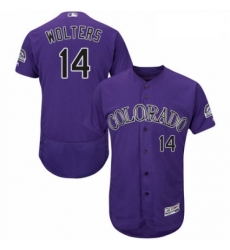 Mens Majestic Colorado Rockies 14 Tony Wolters Purple Alternate Flex Base Authentic Collection MLB Jersey