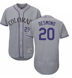 Mens Majestic Colorado Rockies 20 Ian Desmond Grey Flexbase Authentic Collection MLB Jersey
