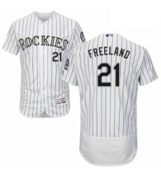 Mens Majestic Colorado Rockies 21 Kyle Freeland White Home Flex Base Authentic Collection MLB Jersey