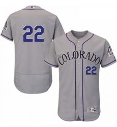Mens Majestic Colorado Rockies 22 Chris Iannetta Grey Road Flex Base Authentic Collection MLB Jersey