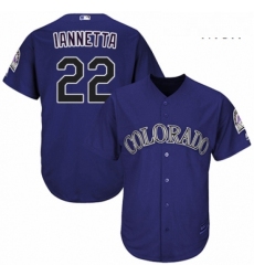 Mens Majestic Colorado Rockies 22 Chris Iannetta Replica Purple Alternate 1 Cool Base MLB Jersey 