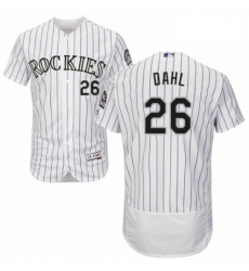 Mens Majestic Colorado Rockies 26 David Dahl White Home Flex Base Authentic Collection MLB Jersey