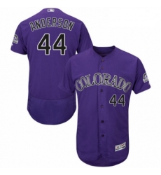 Mens Majestic Colorado Rockies 44 Tyler Anderson Purple Alternate Flex Base Authentic Collection MLB Jersey