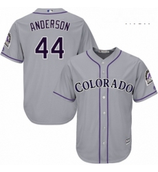 Mens Majestic Colorado Rockies 44 Tyler Anderson Replica Grey Road Cool Base MLB Jersey 