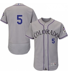 Mens Majestic Colorado Rockies 5 Carlos Gonzalez Grey Road Flex Base Authentic Collection MLB Jersey