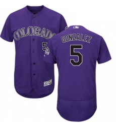 Mens Majestic Colorado Rockies 5 Carlos Gonzalez Purple Alternate Flex Base Authentic Collection MLB Jersey