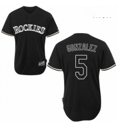 Mens Majestic Colorado Rockies 5 Carlos Gonzalez Replica Black Fashion MLB Jersey