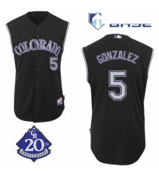 Mens Majestic Colorado Rockies 5 Carlos Gonzalez Replica Black Vest Style MLB Jersey