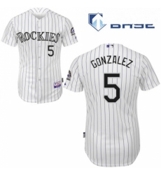 Mens Majestic Colorado Rockies 5 Carlos Gonzalez Replica White Home Cool Base MLB Jersey