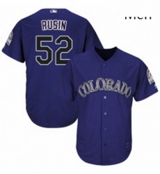 Mens Majestic Colorado Rockies 52 Chris Rusin Replica Purple Alternate 1 Cool Base MLB Jersey 