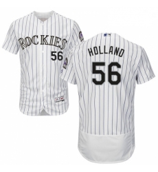 Mens Majestic Colorado Rockies 56 Greg Holland White Flexbase Authentic Collection MLB Jersey