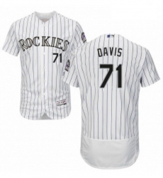 Mens Majestic Colorado Rockies 71 Wade Davis White Home Flex Base Authentic Collection MLB Jersey