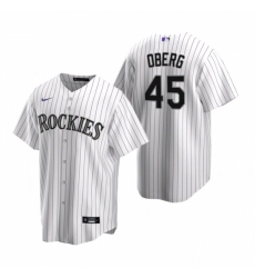 Mens Nike Colorado Rockies 45 Scott Oberg White Home Stitched Baseball Jersey