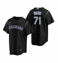 Mens Nike Colorado Rockies 71 Wade Davis Black Alternate Stitched Baseball Jersey