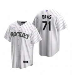 Mens Nike Colorado Rockies 71 Wade Davis White Home Stitched Baseball Jersey