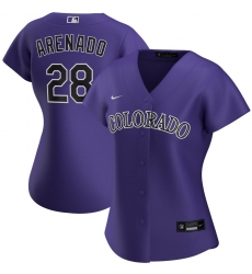 Colorado Rockies 28 Nolan Arenado Nike Women Alternate 2020 MLB Player Jersey Purple