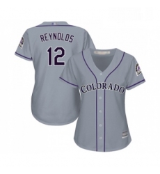 Womens Colorado Rockies 12 Mark Reynolds Replica Grey Road Cool Base Baseball Jersey 
