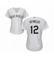 Womens Colorado Rockies 12 Mark Reynolds Replica White Home Cool Base Baseball Jersey 