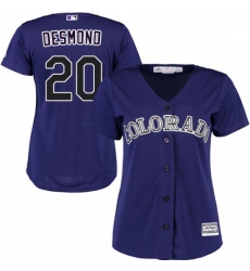 Womens Majestic Colorado Rockies 20 Ian Desmond Authentic Purple Alternate 1 Cool Base MLB Jersey