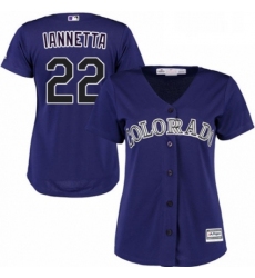 Womens Majestic Colorado Rockies 22 Chris Iannetta Authentic Purple Alternate 1 Cool Base MLB Jersey 