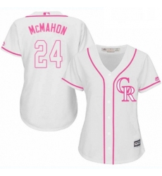 Womens Majestic Colorado Rockies 24 Ryan McMahon Authentic White Fashion Cool Base MLB Jersey 