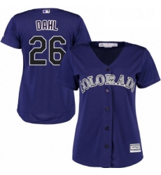 Womens Majestic Colorado Rockies 26 David Dahl Authentic Purple Alternate 1 Cool Base MLB Jersey 