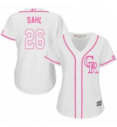 Womens Majestic Colorado Rockies 26 David Dahl Authentic White Fashion Cool Base MLB Jersey 