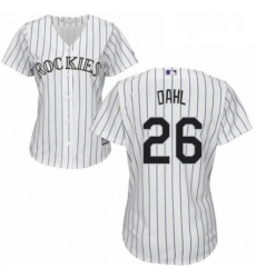 Womens Majestic Colorado Rockies 26 David Dahl Authentic White Home Cool Base MLB Jersey 