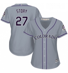 Womens Majestic Colorado Rockies 27 Trevor Story Authentic Grey Road Cool Base MLB Jersey