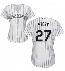 Womens Majestic Colorado Rockies 27 Trevor Story Authentic White Home Cool Base MLB Jersey
