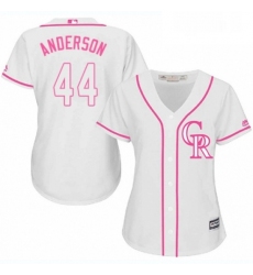 Womens Majestic Colorado Rockies 44 Tyler Anderson Authentic White Fashion Cool Base MLB Jersey 