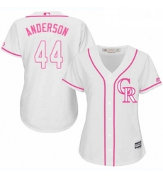 Womens Majestic Colorado Rockies 44 Tyler Anderson Replica White Fashion Cool Base MLB Jersey 