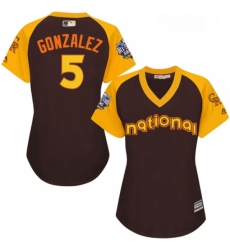 Womens Majestic Colorado Rockies 5 Carlos Gonzalez Authentic Brown 2016 All Star National League BP Cool Base MLB Jersey