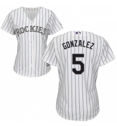 Womens Majestic Colorado Rockies 5 Carlos Gonzalez Authentic White Home Cool Base MLB Jersey
