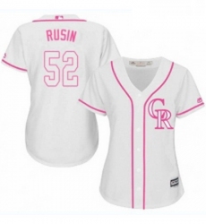 Womens Majestic Colorado Rockies 52 Chris Rusin Authentic White Fashion Cool Base MLB Jersey 