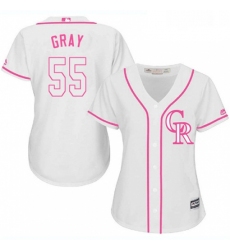 Womens Majestic Colorado Rockies 55 Jon Gray Authentic White Fashion Cool Base MLB Jersey